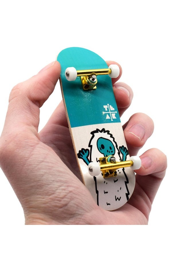 32Mm Pro Fingerboard Heat Transfer Graphic Complete - Fully Assembled With Pro Level Parts - Pro Shaped Wood Deck (34X97Mm), Ultraspin Wheels, Prodigy Trucks - Teal Yeti