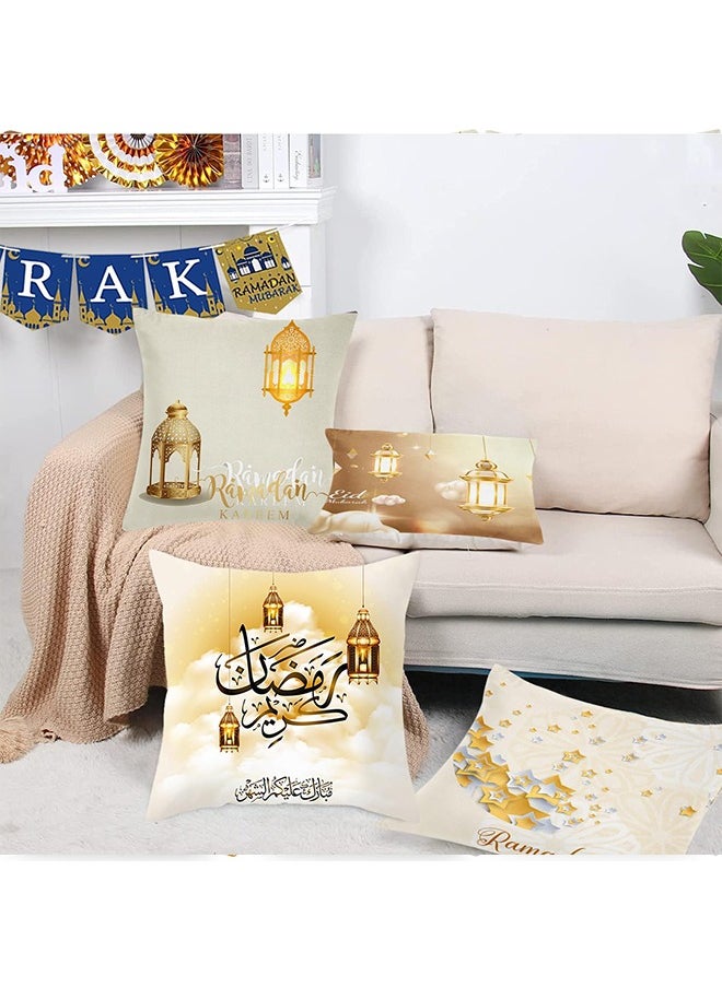 Ramadan Pillow Covers 6 Pcs Ramadan Decorations Eid Cushion Cover Moon Lantern Patterns Home Pillow Case for Sofa Bed Couch