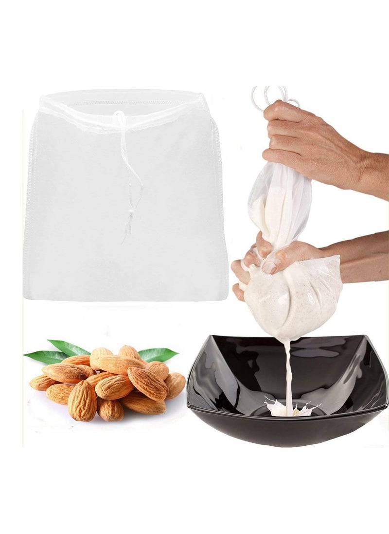 2 Pcs Pro Quality Nut Milk Bag Big 10 x12 Commercial Grade Reusable Almond Milk Bag and All Purpose Food Strainer Fine Mesh Nylon Cheesecloth and Cold Brew Coffee Filter