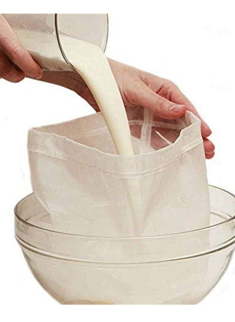 2 Pcs Pro Quality Nut Milk Bag Big 10 x12 Commercial Grade Reusable Almond Milk Bag and All Purpose Food Strainer Fine Mesh Nylon Cheesecloth and Cold Brew Coffee Filter