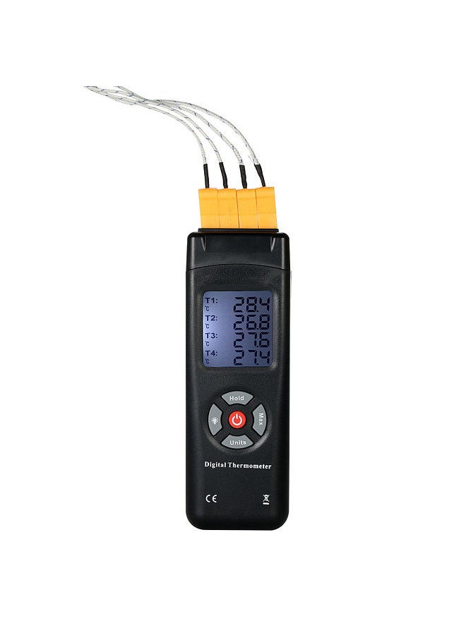 4-Channel K-Type Digital LCD Thermometer Thermocouple Sensor -50~1350°C/-58~2462°F Data Hold Function