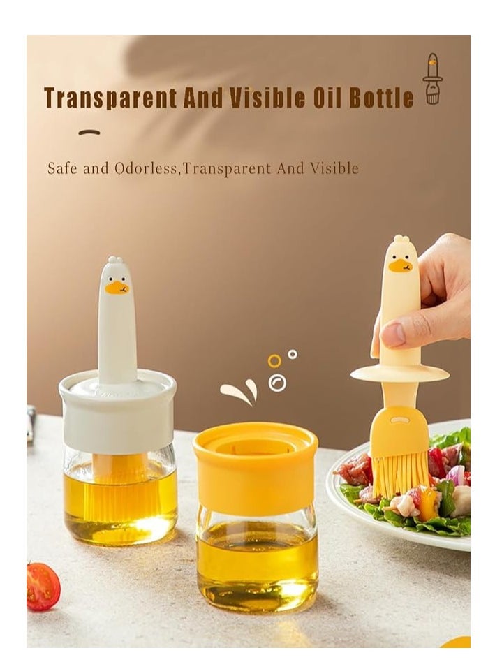 Glass Olive Oil Dispenser Bottle with Silicone Brush – 200ml Cute Duck Design for Cooking, Frying & BBQ