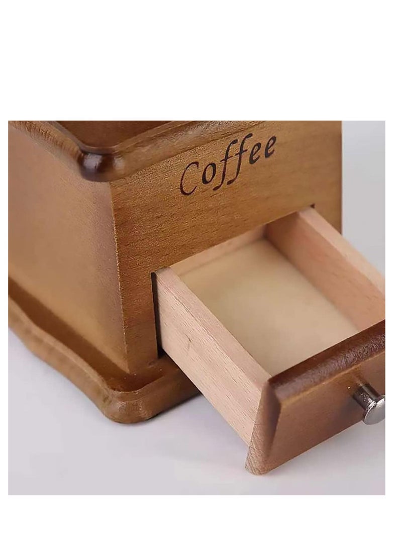 Mini Manual Coffee Grinder, Vintage Style Wooden Hand Grinder Hand Coffee Grinder Roller Classic Coffee Mill Hand Crank Coffee Grinders for Drip Coffee French Press