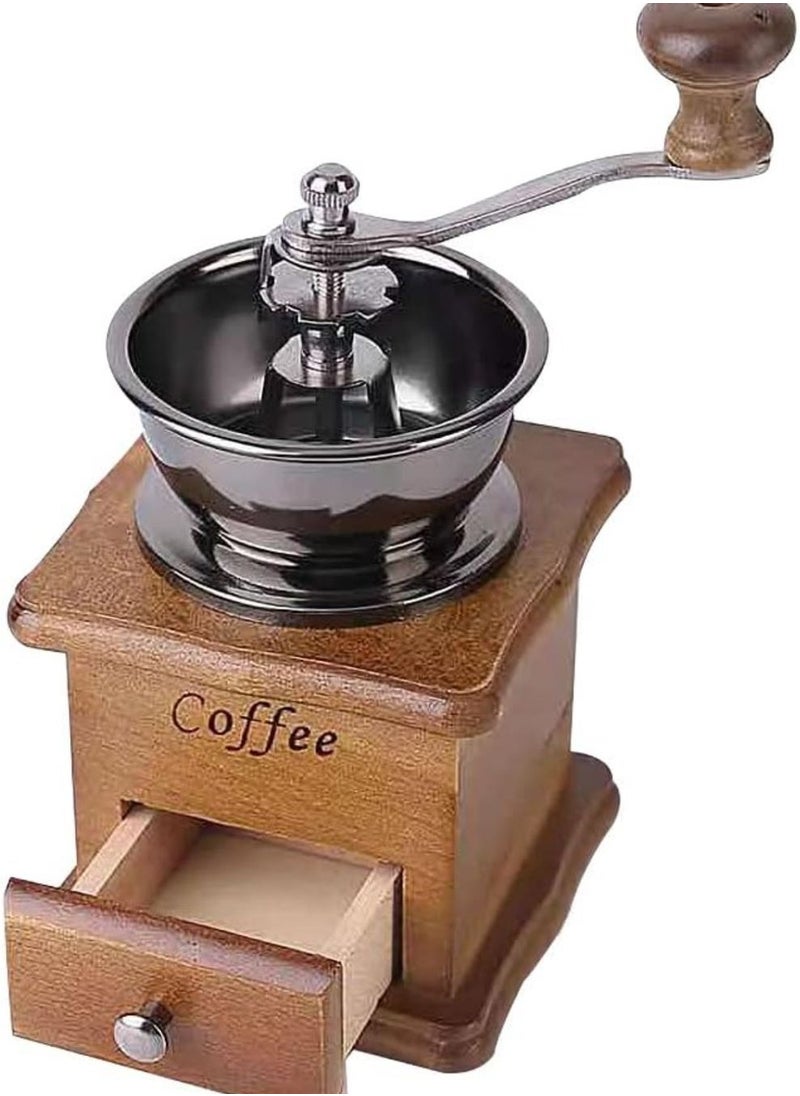 Mini Manual Coffee Grinder, Vintage Style Wooden Hand Grinder Hand Coffee Grinder Roller Classic Coffee Mill Hand Crank Coffee Grinders for Drip Coffee French Press