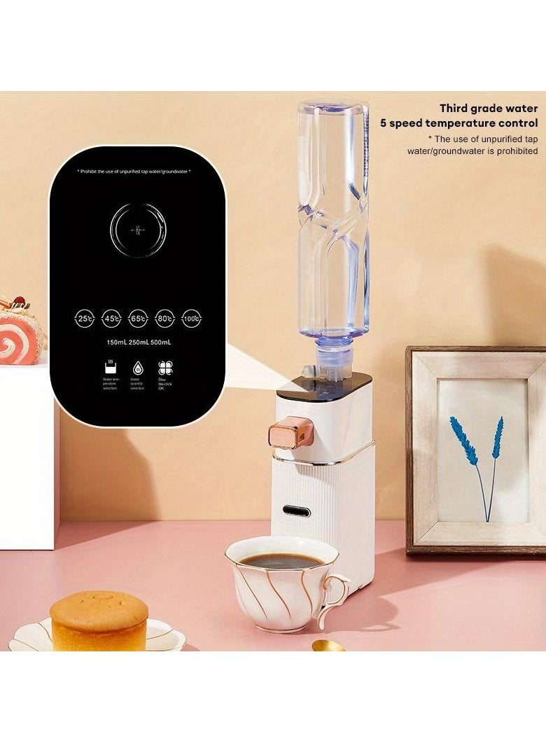 Portable Instant Water Dispenser - European Plug Quick 3 Second Heating Adjustable Temperature Control Mini Desktop Heater for Office Travel Friendly for Tea Coffee Milk No Battery Electric Power Supply Durable Plastic