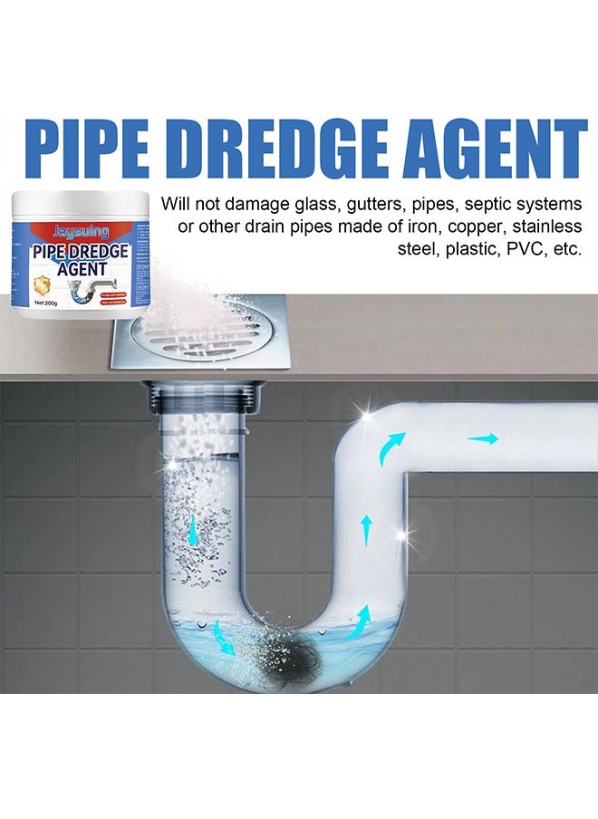 Pipe Dredge Agent, Bathroom Drain Cleaner, Powerful Pipe Excavator, Kitchen Sink Drain Cleaner, Home Sewer Toilet Kitchen Dredging Deodorant Clogged Channel Agent, Deep Cleaning And Quick Effect, 200G