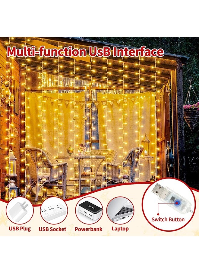 Ramadan Curtain String Lights, 200LED Ramadan Hanging Lights for Home Wall Outdoor and Indoor Backdrop Window（ 6.5 * 6.5ft）