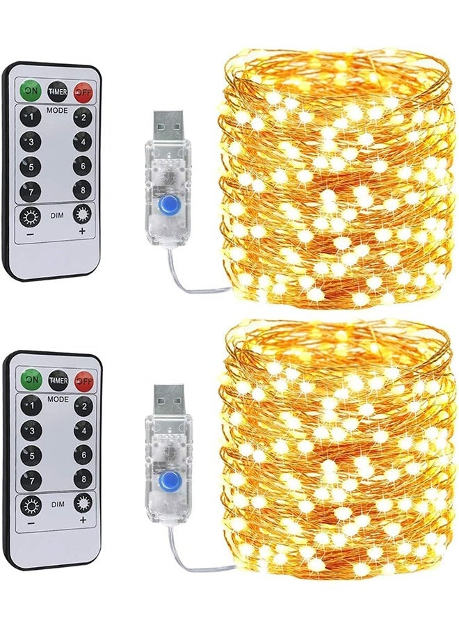 Ramadan Decorations, 2Pcs 10M 100LED Ramadan Tree Lights, Warm White Ramadan Lights for Home Party Garden Decor(Warm White)