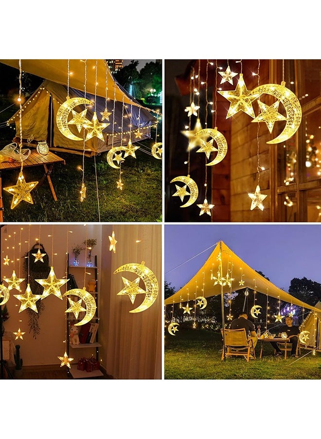 Ramadan Lights,Ramadan Star Moon Decorative Lights for Home Window,Ramadan Decorations Lights for Wedding Party, Warm White (style2)