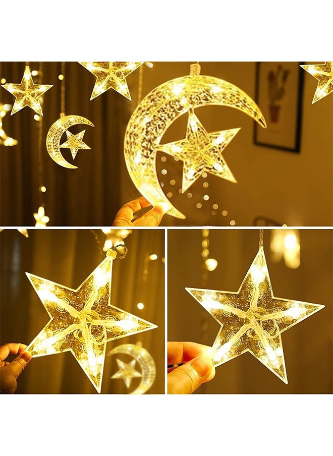 Ramadan Lights,Ramadan Star Moon Decorative Lights for Home Window,Ramadan Decorations Lights for Wedding Party, Warm White (style2)