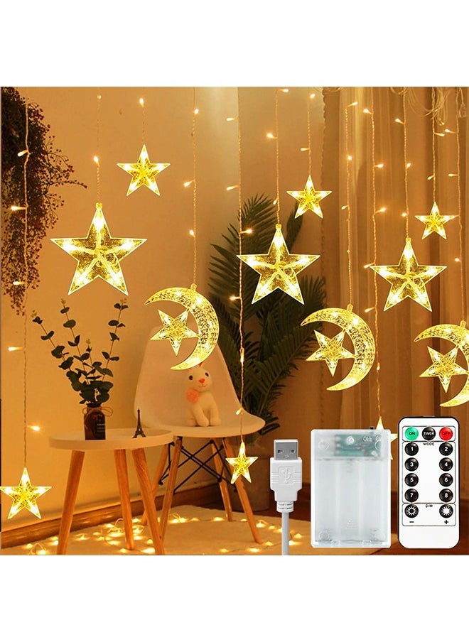 Ramadan Lights,Ramadan Star Moon Decorative Lights for Home Window,Ramadan Decorations Lights for Wedding Party, Warm White (style2)