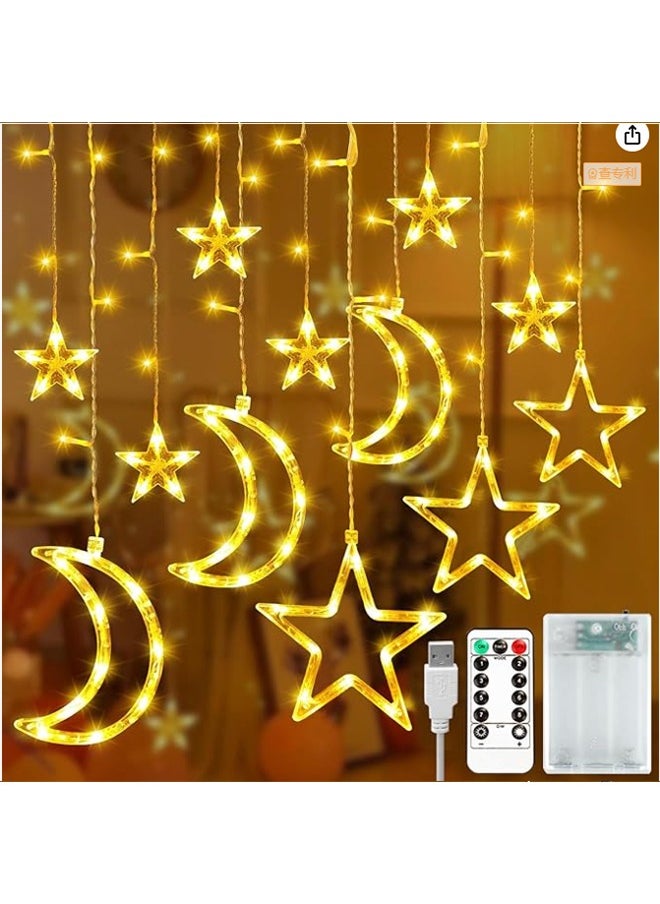 Ramadan Decorations Lights Outdoor Moons Stars String Lights LED Curtain Lights