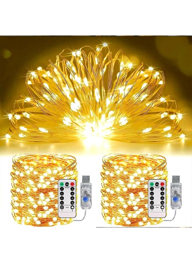 Ramadan Decorations, 2Pcs 10M 100LED Ramadan Tree Lights, Warm White Ramadan Lights for Home Party Garden Decor(Warm White)