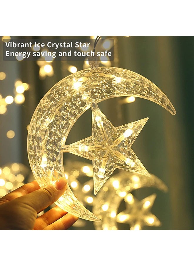 Ramadan Decorations for Home, 138 LED Ramadan Lights, Moon Star Ramadan Lights Hanging for Home Decoration Warm White