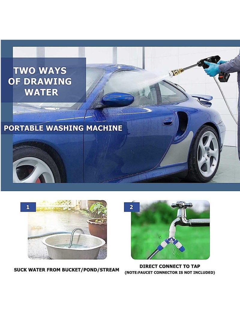 24V Portable Cordless Pressure Washer – 5600mAh Mini Lithium Battery Powered Washer – Hand-Held Wireless Water Gun for Washing Cars, Watering Flowers, and Outdoor Cleaning – Lightweight and Convenient