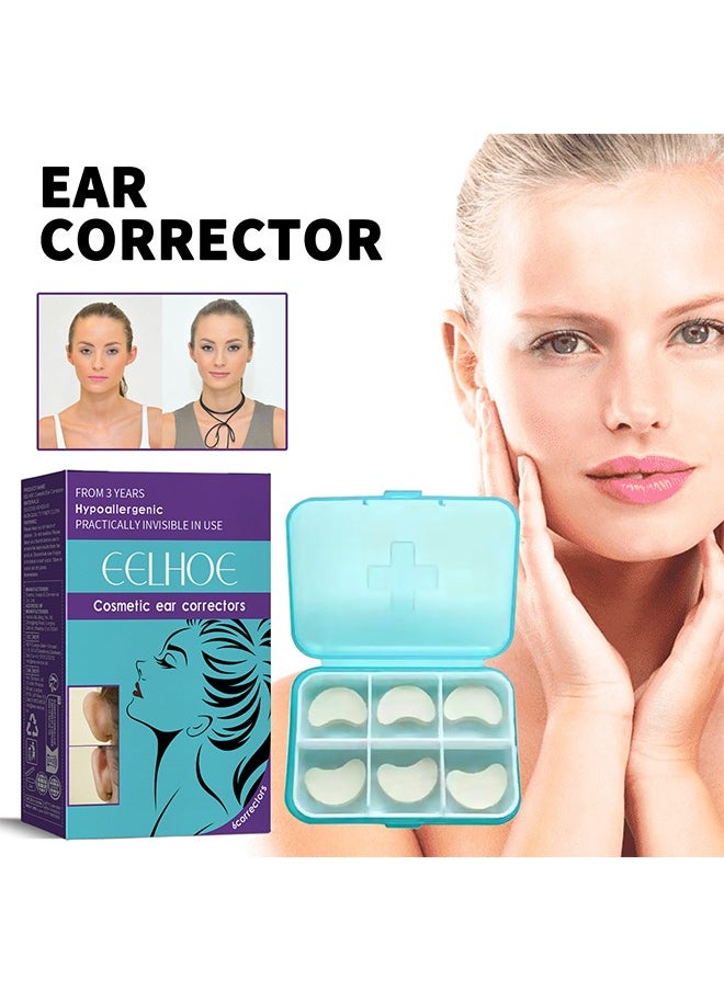 Cosmetic Ear Correctors 6 Count, Reshape and Reduce the Appearance of Prominent Ears, Discreet and Invisible Support, Waterproof and Secure Adhesion, for Various Ear Shapes, Reusable