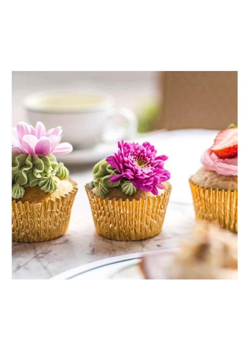 100 Pcs Aluminium Foil Cupcake Liners,Muffin Cases Paper, Cupcake Moulds Paper, Waterproof and Oil-proof Baking Cups Paper,Baking Cups for Home or Party