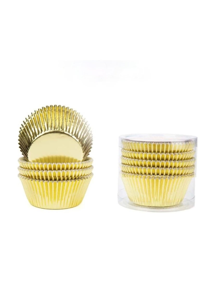 100 Pcs Aluminium Foil Cupcake Liners,Muffin Cases Paper, Cupcake Moulds Paper, Waterproof and Oil-proof Baking Cups Paper,Baking Cups for Home or Party