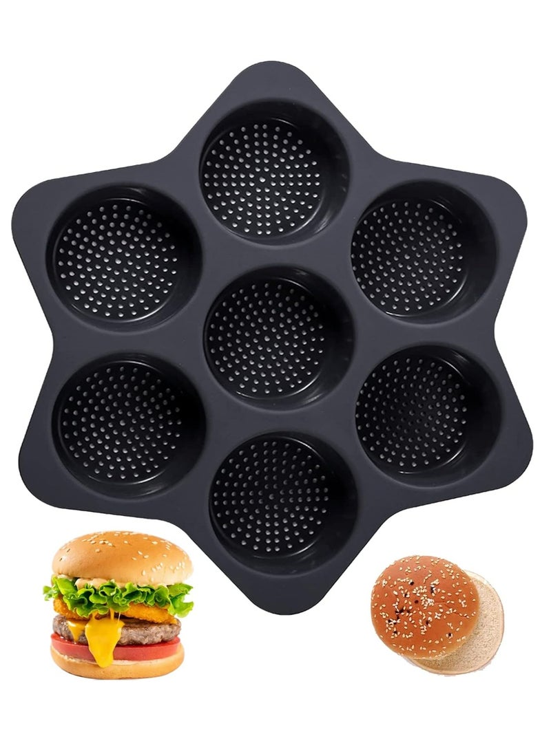 Silicone Non Stick Hamburger Bun Mold 7 Cavity Loaf Pan Baking Pan For Baking Tool