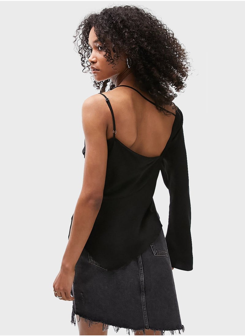 Cowl Neck One Shoulder Top