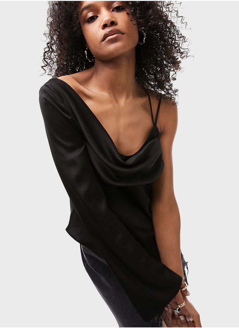 Cowl Neck One Shoulder Top