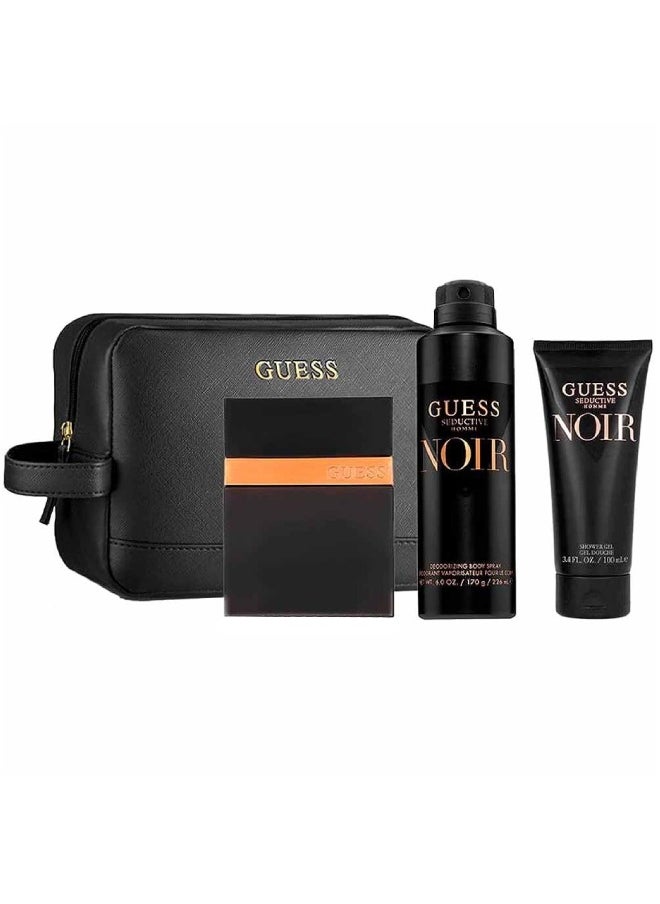 Seductive Homme Noir For Men EDT 100ml + Shower Gel 100ml + Body Spray 226ml + Pouch Gift Set