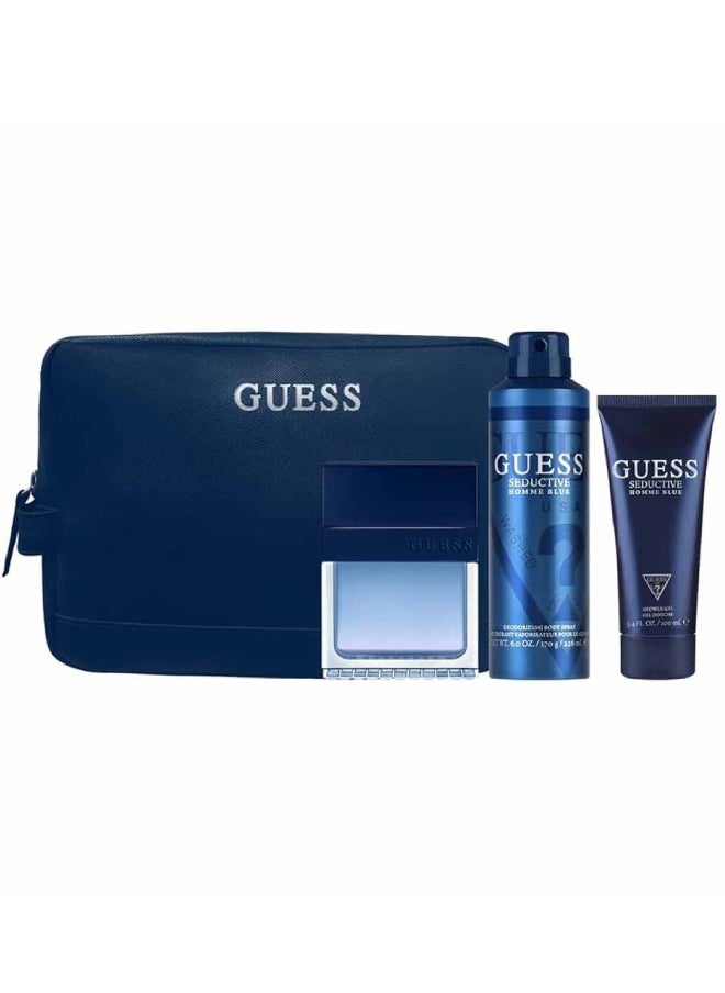 Seductive Homme Blue For Men EDT 100ml + Shower Gel 100ml + Body Spray 226ml + Pouch Gift Set