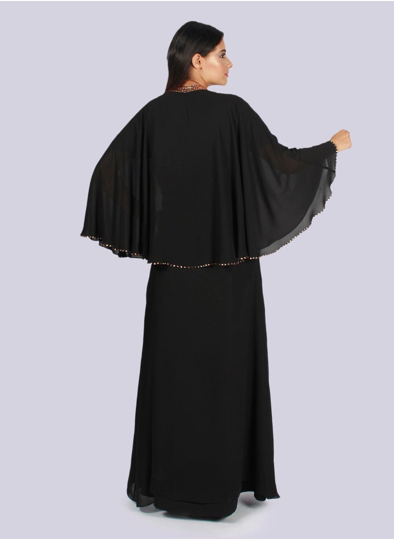 Rosaline - Flared Sleeve Rhinestone Embellished Abaya