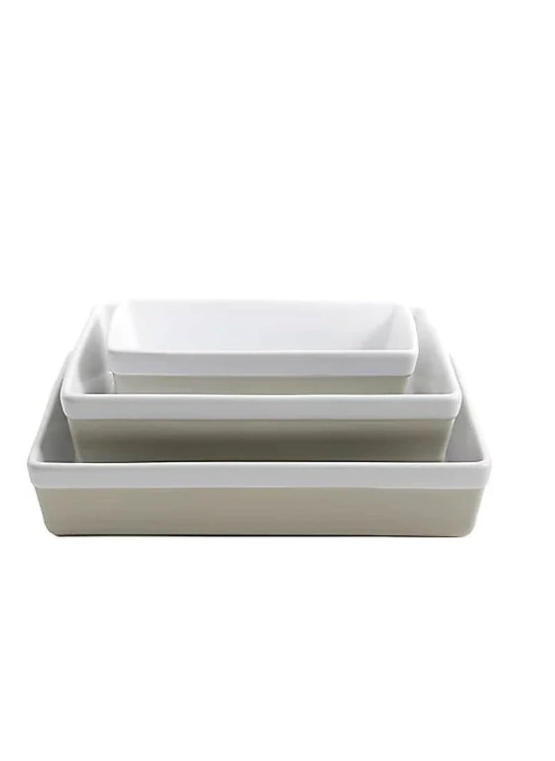 MARTHA STEWART 3 Piece Oven to Table Stoneware Bakeware, Baking Dish & Casserole Set- Grey