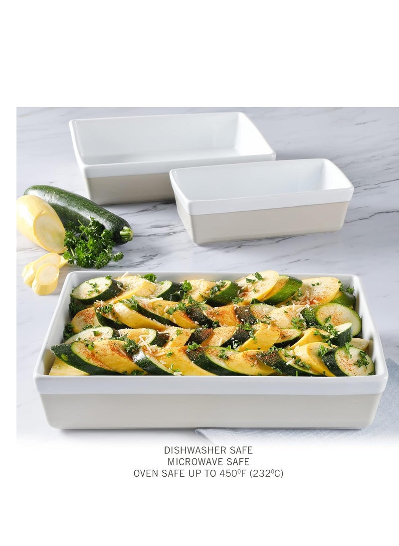 MARTHA STEWART 3 Piece Oven to Table Stoneware Bakeware, Baking Dish & Casserole Set- Grey