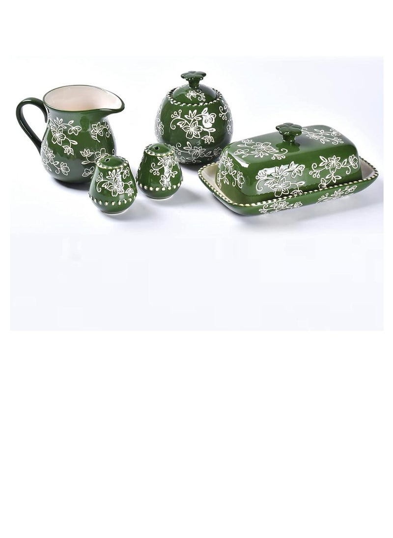 temp-tations® Floral Lace Bakeware Set,7 Piece Completer Set- Green