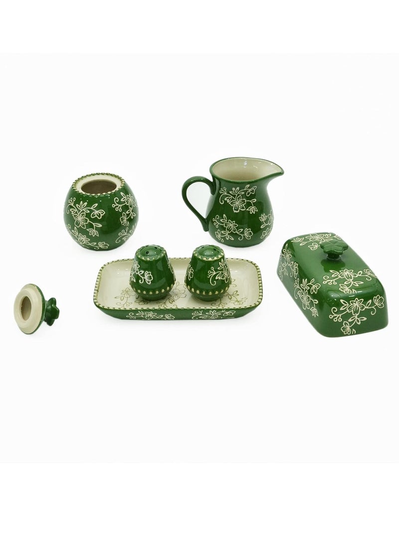 temp-tations® Floral Lace Bakeware Set,7 Piece Completer Set- Green