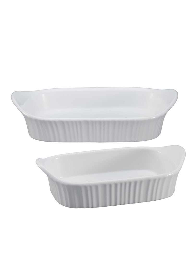 CorningWare 1115855 Baking Dish Set, 2 Pieces, White