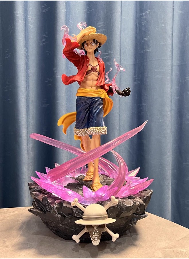 One piece Hot-blooded Luffy Action Figure Decorative Resin Sculpture Home Decor Statue, Art Figurine Home Ornament Decoration for Office, Living Room, Bedroom, Book Shelf, TV Cabinet, Desktop