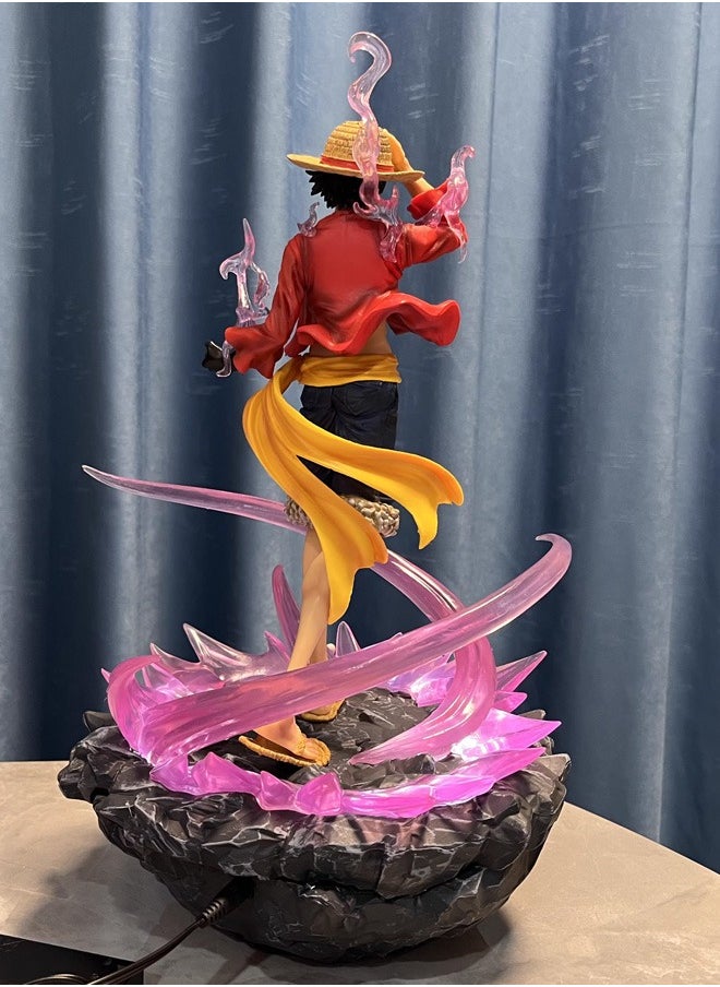 One piece Hot-blooded Luffy Action Figure Decorative Resin Sculpture Home Decor Statue, Art Figurine Home Ornament Decoration for Office, Living Room, Bedroom, Book Shelf, TV Cabinet, Desktop