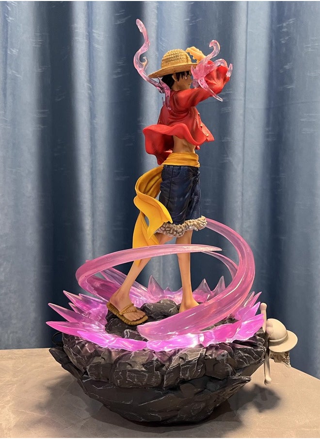 One piece Hot-blooded Luffy Action Figure Decorative Resin Sculpture Home Decor Statue, Art Figurine Home Ornament Decoration for Office, Living Room, Bedroom, Book Shelf, TV Cabinet, Desktop