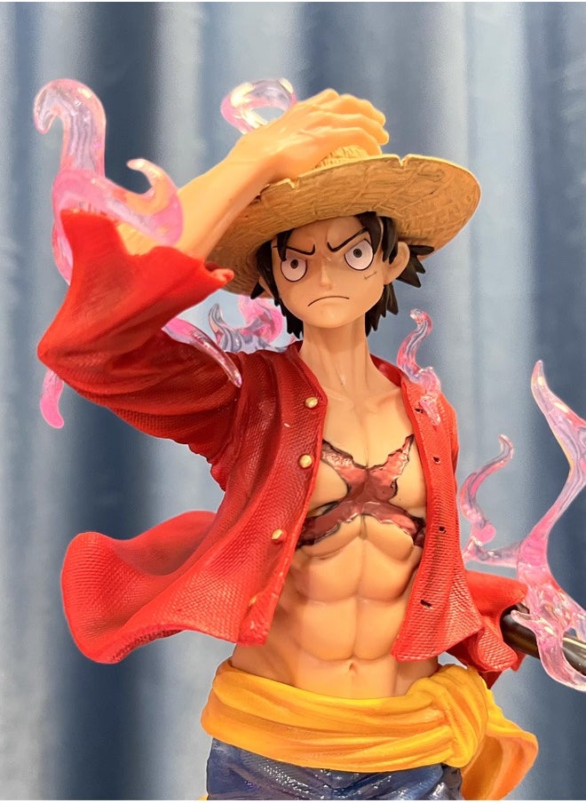 One piece Hot-blooded Luffy Action Figure Decorative Resin Sculpture Home Decor Statue, Art Figurine Home Ornament Decoration for Office, Living Room, Bedroom, Book Shelf, TV Cabinet, Desktop