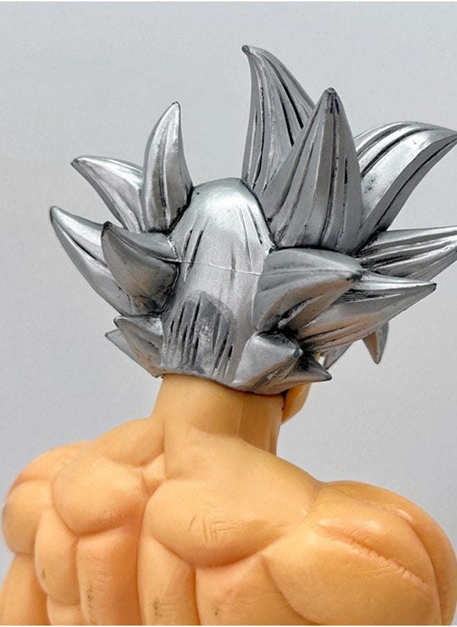 Dragon Ball Silver Hair Goku Action Figure Decorative Resin Sculpture Home Decor Statue, Art Figurine Home Ornament Decoration for Office, Living Room, Bedroom, Book Shelf, TV Cabinet, Desktop