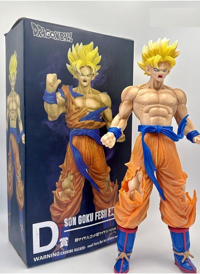 Dragon Ball Super Saiyan  Goku Action Figure Decorative Resin Sculpture Home Decor Statue, Art Figurine Home Ornament Decoration for Office, Living Room, Bedroom, Book Shelf, TV Cabinet, Desktop