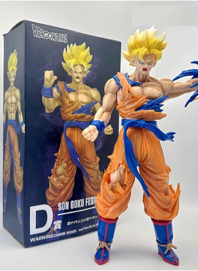 Dragon Ball Super Saiyan  Goku Action Figure Decorative Resin Sculpture Home Decor Statue, Art Figurine Home Ornament Decoration for Office, Living Room, Bedroom, Book Shelf, TV Cabinet, Desktop