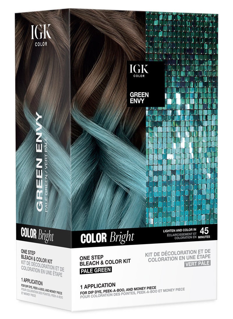 IGK Color Bright One Step Bleach & Color Kit Green Envy