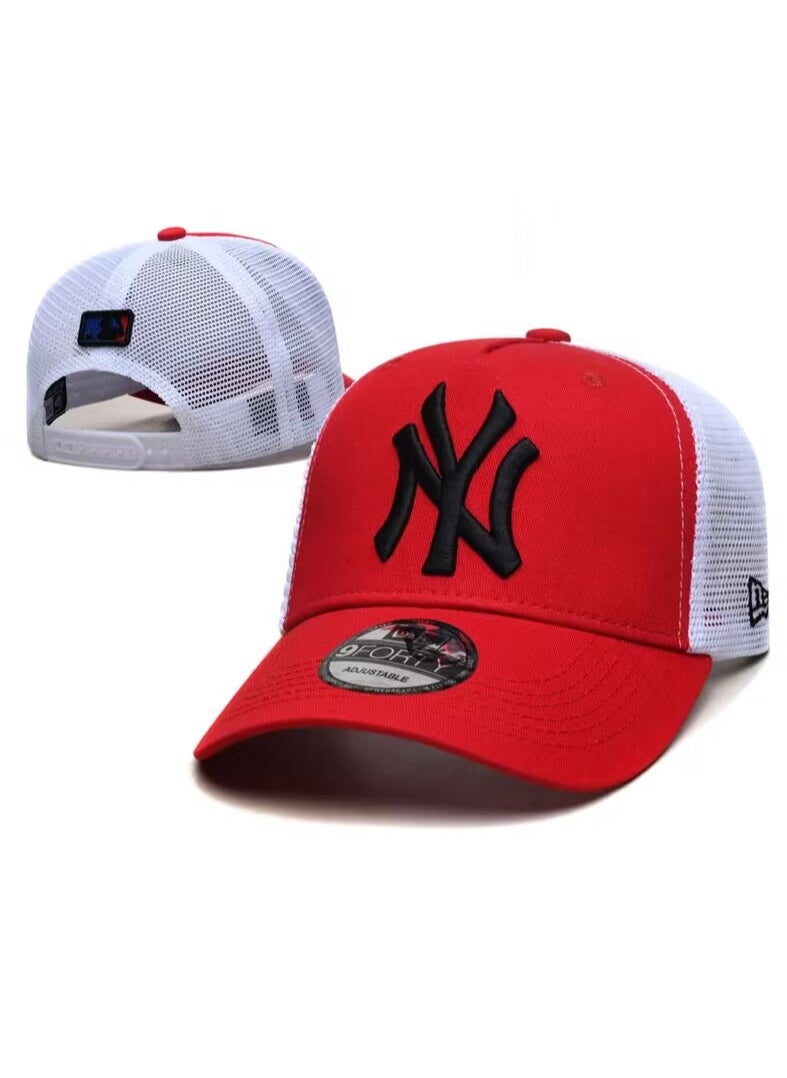 New Era MLB New York Yankees Fashion Mesh Hat, Outdoor Men's and Women's Sports duckbill Hat Red/White