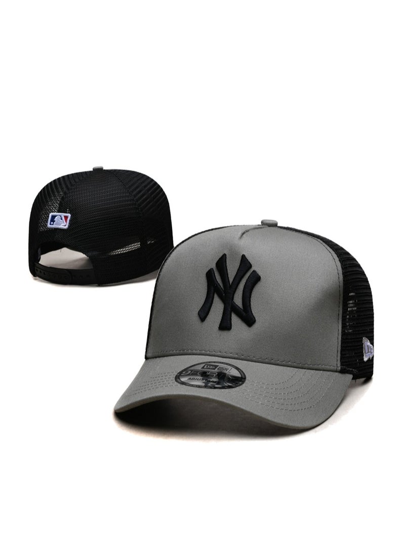 New Era MLB New York Yankees Fashion Sun Hat, Mesh Hat, Outdoor Men's and Women's Sports duckbill Hat Black/Grey