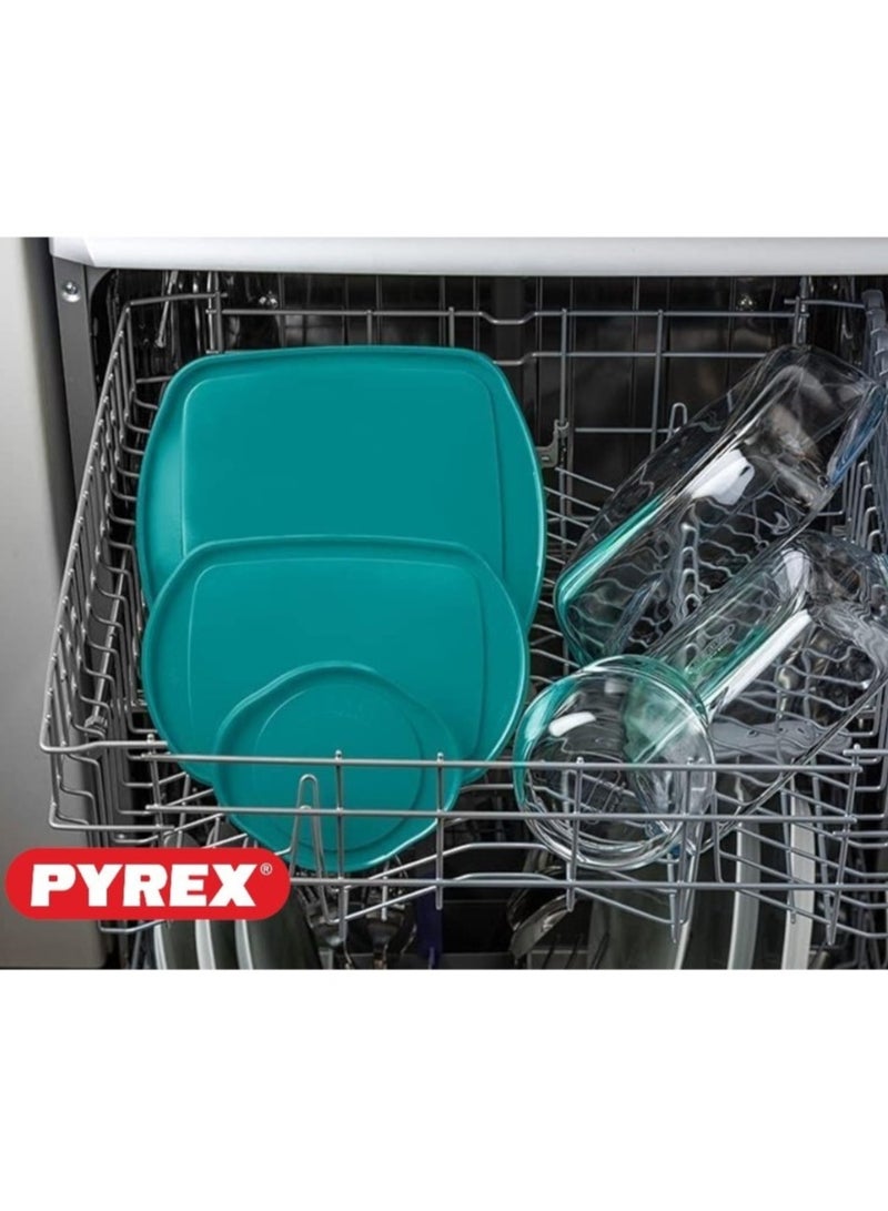 Pyrex Cook & Store Round Roaster with Lid - 2.3L Capacity for Versatile Cooking and Storing Green 2.3Liters