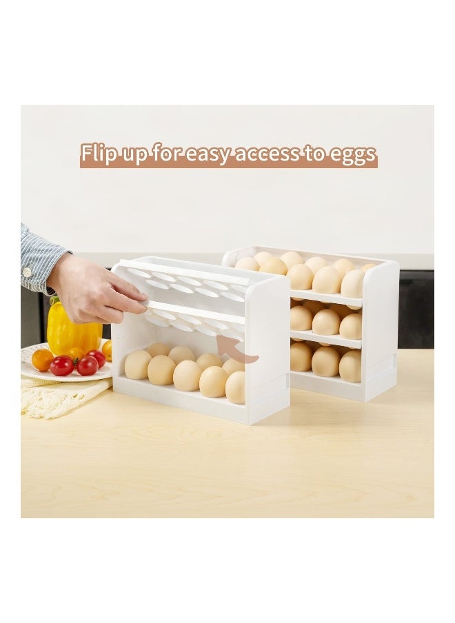 Egg Holder for Refrigerator Egg Storage Box for Fridge Egg Tray Container Plastic Egg Carton Reusable Egg Organizer for Refrigerator Door 30 Count Space Saver