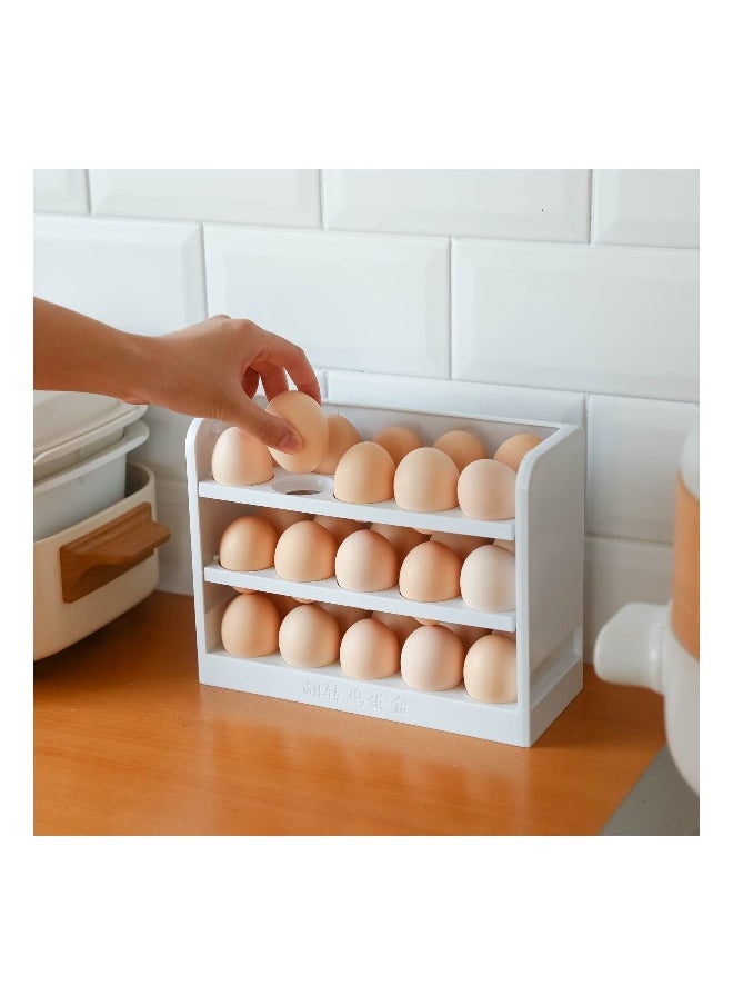 Egg Holder for Refrigerator Egg Storage Box for Fridge Egg Tray Container Plastic Egg Carton Reusable Egg Organizer for Refrigerator Door 30 Count Space Saver