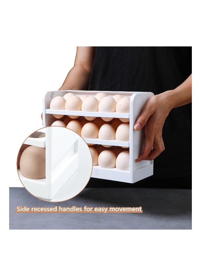 Egg Holder for Refrigerator Egg Storage Box for Fridge Egg Tray Container Plastic Egg Carton Reusable Egg Organizer for Refrigerator Door 30 Count Space Saver