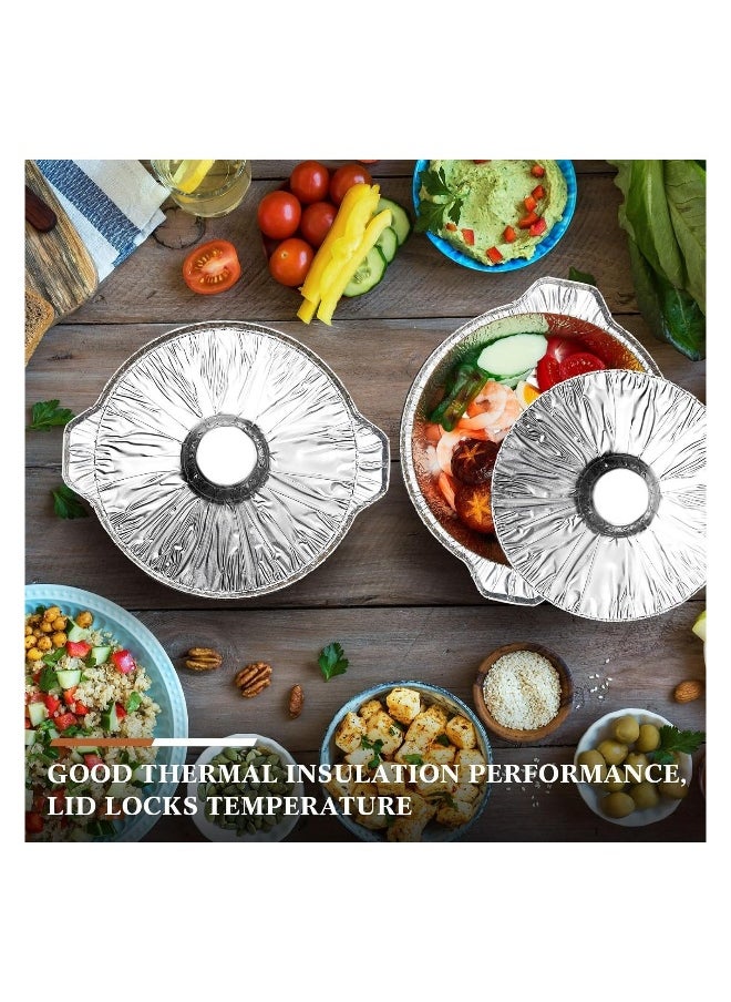 12 Pcs Disposable Aluminum Pot with Lid Round Foil Pans Disposable Cookware Food Container for Freezer Air Fryer Oven Safe Vacation Trips Camping Baking Heating