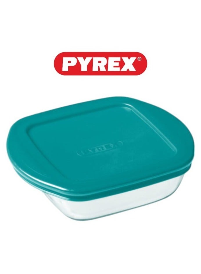 Pyrex Cook & Store Squared Roaster with Lid - 2.2L Capacity for Versatile Cooking and Storing Green 2.2Liters