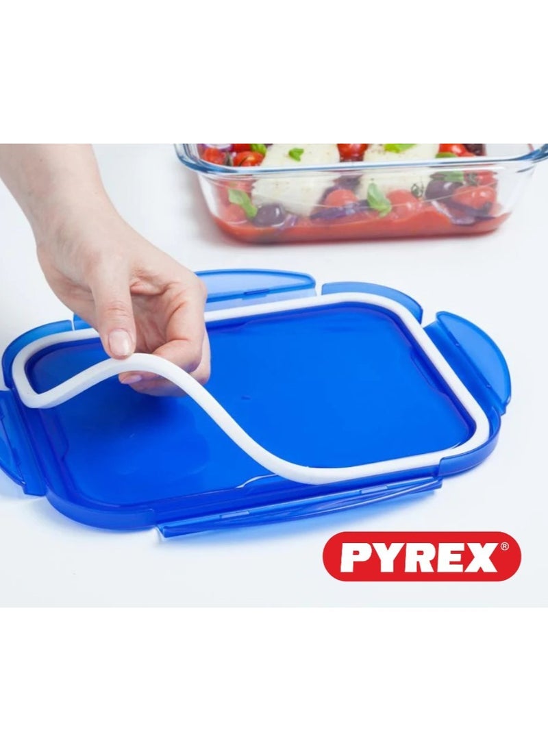 Pyrex Cook&Go 3.5L Rectangle Storage Dish with Airtight Lid - Versatile Freezer-to-Oven Solution Blue 3.5Liters